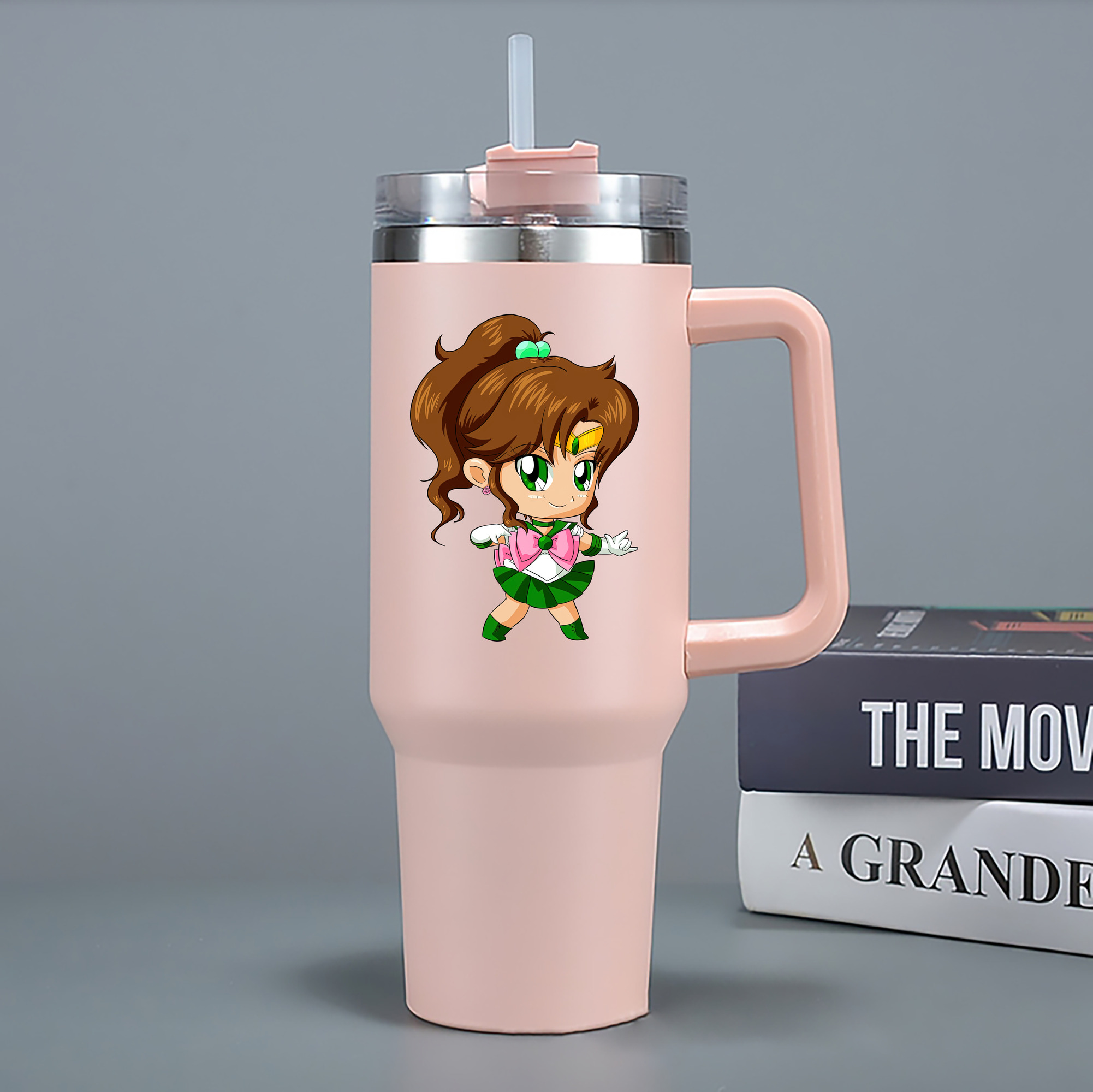 （画像用） 美少女戦士セーラームーン 木野 まこと きの まこと Sailor Moon Kino Makoto （セーラージュピター；Sailor Jupiter） 1200mL車用タンブラー - クリスタルステッカー（プラスチックストロー付き）